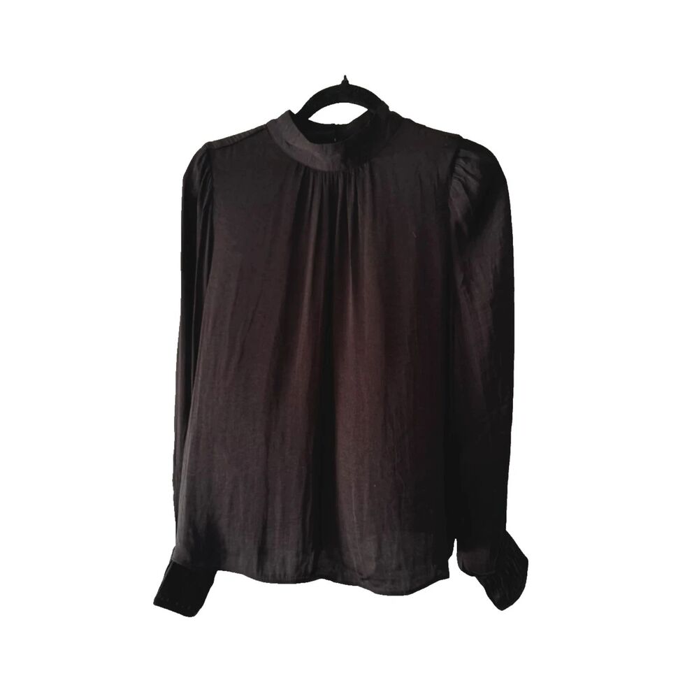 Maison D'amelie Anthropologie Black Blouse Smocked Keyhole Dark Academia M